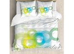 Abakuhaus Copripiumino Astratto, Cerchio Ombre Moderno, Antiacaro, Adatto A Chi Soffre Di Allergie, Con Federe, 155 Cm X 220 Cm - 80 X 80 Cm, Blu-Bianco E Giallo