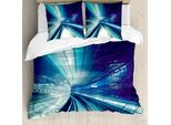 Abakuhaus Copripiumino Astratto, Tokyo Di Notte, Antiacaro, Adatto A Chi Soffre Di Allergie, Con Federe, 155 Cm X 220 Cm - 80 X 80 Cm, Blu, Bianco E Blu Scuro