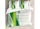 Abakuhaus Copripiumino Astratto, Fiori Ondulati Freschi, Antiacaro, Adatto A Chi Soffre Di Allergie, Con Federe, 155 Cm X 220 Cm - 80 X 80 Cm, Verde Scuro Bianco