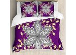 Abakuhaus Copripiumino Color Malva, Petali Di Fiori Vintage, Antiacaro E Anallergico, Con Federe, 155 Cm X 220 Cm - 80 X 80 Cm, Terra Giallo Lilla