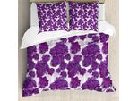 Abakuhaus Copripiumino Color Malva, Petali Di Allium, Antiacaro, Adatto A Chi Soffre Di Allergie, Con Federe, 155 Cm X 220 Cm - 80 X 80 Cm, Viola Bianco