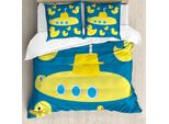 Abakuhaus Copripiumino Con Paperelle Di Gomma, Sottomarino Giallo, Antiacaro, Adatto A Chi Soffre Di Allergie, Con Federe, 155 Cm X 220 Cm - 80 X 80 Cm, Blu Navy
