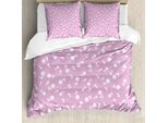 Abakuhaus Copripiumino Color Malva, Foglie Con Cuori Floreali, Antiacaro, Adatto A Chi Soffre Di Allergie, Con Federe, 200 Cm X 200 Cm - 80 X 80 Cm, Viola Bianco
