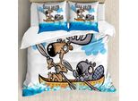 Abakuhaus Copripiumino Elch, Animali Locali Cartoon, Antiacaro Adatto A Chi Soffre Di Allergie Con Federe, 155 Cm X 220 Cm - 80 X 80 Cm, Blu, Bianco, Marrone