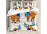 Abakuhaus Copripiumino Elch, Freundlich Nursery Kinder, Antiacaro, Adatto A Chi Soffre Di Allergie, Con Federe, 155 Cm X 220 Cm - 80 X 80 Cm, Multicolore
