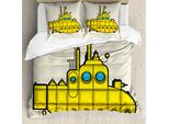Abakuhaus Copripiumino Giallo A Forma Di Sottomarino, Stile Grunge, Antiacaro, Adatto A Chi Soffre Di Allergie, Con Federe, 200 Cm X 200 Cm - 80 X 80 Cm, Grigio, Giallo, Blu