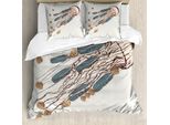 Abakuhaus Copripiumino Medusa, Boho Feder, Antiacaro, Adatto A Chi Soffre Di Allergie, Con Federe, 155 Cm X 220 Cm - 80 X 80 Cm, Grigio Beige Marrone