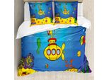 Abakuhaus Copripiumino Giallo A Forma Di Sottomarino, Nautical Per Bambini, Antiacaro, Adatto A Chi Soffre Di Allergie, Con Federe, 155 Cm X 220 Cm - 80 X 80 Cm, Blu Giallo