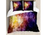 Abakuhaus Galaxis Copripiumino, Vista Della Nebulosa Spaziale, Antiacaro, Adatto A Chi Soffre Di Allergie, Con Federe, 155 Cm X 220 Cm - 80 X 80 Cm, Nero, Viola, Giallo