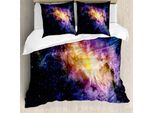 Abakuhaus Galaxis Copripiumino, Seducenti Stelle Nebulose, Antiacaro Adatto A Chi Soffre Di Allergie Con Federe, 155 Cm X 220 Cm - 80 X 80 Cm, Nero Viola E Giallo