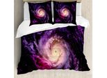 Abakuhaus Galaxis Copripiumino, BewöLkt Raum Cosmos, Antiacaro, Adatto A Chi Soffre Di Allergie, Con Federe, 155 Cm X 220 Cm - 80 X 80 Cm, Nero Viola