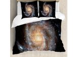 Abakuhaus Galaxis Copripiumino, Disco Stellare In Spazio Molto Ampio, Antiacaro, Adatto A Chi Soffre Di Allergie, Con Federe, 200 Cm X 200 Cm - 80 X 80 Cm, Nero Beige Viola