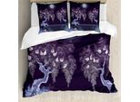 Abakuhaus Copripiumino Naturale, Notte Drammatica, Antiacaro, Adatto A Chi Soffre Di Allergie, Con Federe, 200 Cm X 200 Cm - 80 X 80 Cm, Viola