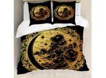 Abakuhaus Set Copripiumino Tribale Per Letti Matrimoniali, Occultismo Spirituale, Antiacaro, Adatto A Chi Soffre Di Allergie, Con Federe, Giallo E Nero