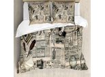 Abakuhaus Set Copripiumino Antico Per Letti Matrimoniali, Design Vintage, Antiacaro, Adatto A Chi Soffre Di Allergie, Con Federe, Beige E Nero