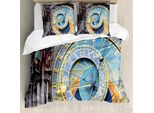Abakuhaus Copripiumino, Città Vecchia Medievale, Antiacaro, Adatto A Chi Soffre Di Allergie, Con Federe, 155 Cm X 220 Cm - 80 X 80 Cm, Blu E Giallo