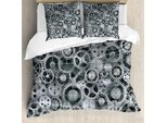 Abakuhaus Copripiumino, Motivo Techno, Antiacaro, Adatto A Chi Soffre Di Allergie, Con Federe, 200 Cm X 200 Cm - 80 X 80 Cm, Grigio Grigio