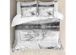 Abakuhaus Set Copripiumino Digitale Per Letti Matrimoniali, Berg Nebelwald, Antiacaro, Adatto A Chi Soffre Di Allergie, Con Federe, Grigio Chiaro