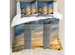 Abakuhaus Copripiumino A Colonne, Colonne Di Marmo, Antiacaro, Adatto A Chi Soffre Di Allergie, Con Federe, 200 Cm X 200 Cm - 80 X 80 Cm, Blu Grigio Chiaro