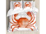Abakuhaus Set Copripiumino Per Letti Matrimoniali, Tema Animali Marini Granchi, Antiacaro, Adatto A Chi Soffre Di Allergie, Con Federe, Rosso Cinabro