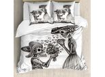 Abakuhaus Set Copripiumino Romantico Per Letti Matrimoniali, Matrimonio Festivo, Antiacaro, Adatto A Chi Soffre Di Allergie, Con Federe, Bianco