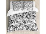 Abakuhaus Set Copripiumino Per Letti Matrimoniali, Disegno Teschio, Antiacaro, Adatto A Chi Soffre Di Allergie, Con Federe, Bianco E Nero