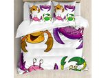 Abakuhaus Copripiumino Con Motivo Granchi, Divertente Motivo Granchi, Antiacaro, Adatto A Chi Soffre Di Allergie, Con Federe, 200 Cm X 200 Cm - 80 X 80 Cm, Viola E Verde Felce