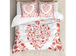 Abakuhaus Copripiumino San Valentino, Motivo Paisley, Antiacaro, Adatto A Chi Soffre Di Allergie, Con Federe, 200 Cm X 200 Cm - 80 X 80 Cm, Rosso