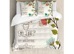 Abakuhaus Copripiumino San Valentino, Fiore Con Foglia, Antiacaro, Adatto A Chi Soffre Di Allergie, Con Federe, 155 Cm X 220 Cm - 80 X 80 Cm, Multicolore