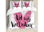 Abakuhaus Copripiumino San Valentino, Immagine Cuore Amore, Antiacaro, Adatto A Chi Soffre Di Allergie, Con Federe, 155 Cm X 220 Cm - 80 X 80 Cm, Rosa E Nero
