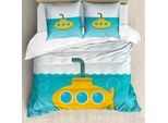 Abakuhaus Copripiumino Giallo A Forma Di Sottomarino, Bubbles On Sea, Antiacaro, Adatto A Chi Soffre Di Allergie, Con Federe, 155 Cm X 220 Cm - 80 X 80 Cm, Baby Blue Earth Giallo