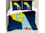Abakuhaus Copripiumino Giallo Sottomarino, Cuore Oceano, Antiacaro, Adatto A Chi Soffre Di Allergie, Con Federe, 200 Cm X 200 Cm - 80 X 80 Cm, Giallo Blu Scuro
