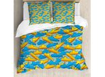 Abakuhaus Copripiumino Giallo A Forma Di Sottomarino, Stile Pop Art, Antiacaro, Adatto A Chi Soffre Di Allergie, Con Federe, 200 Cm X 200 Cm - 80 X 80 Cm, Giallo E Blu
