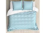 Abakuhaus Copripiumino Moderno, Linea Ondulata Cerchiata, Antiacaro, Adatto A Chi Soffre Di Allergie, Con Federe, 155 Cm X 220 Cm - 80 X 80 Cm, Azzurro E Bianco