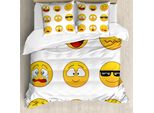 Abakuhaus Copripiumino Emoticon, Furious Sad Expressions, Antiacaro, Adatto A Chi Soffre Di Allergie, Con Federe, 200 Cm X 200 Cm - 80 X 80 Cm, Giallo