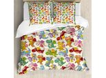 Abakuhaus Copripiumino Per Bambini, Happy Dinosaurs, Antiacaro, Adatto A Chi Soffre Di Allergie, Con Federe, 200 Cm X 200 Cm - 80 X 80 Cm, Multicolore