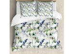 Abakuhaus Copripiumino Blume, Design Pea Blossom, Antiacaro E Anallergico, Con Federe, 155 Cm X 220 Cm - 80 X 80 Cm, Verde, Bianco, Blu