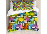 Abakuhaus Copripiumino Colorato, Motivo Divertente, Antiacaro, Adatto A Chi Soffre Di Allergie, Con Federe, 155 Cm X 220 Cm - 80 X 80 Cm, Multicolore