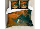 Abakuhaus Copripiumino Fantasia, Starry Night Sky Fun, Antiacaro, Adatto A Chi Soffre Di Allergie, Con Federe, 155 Cm X 220 Cm - 80 X 80 Cm, Arancione Grigio Cenere