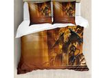 Abakuhaus Copripiumino Fantasia, Emblema Dark Fiction, Antiacaro, Adatto A Chi Soffre Di Allergie, Con Federe, 200 Cm X 200 Cm - 80 X 80 Cm, Arancione Nero