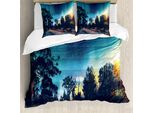 Abakuhaus Copripiumino Fantasia, Aurora Borealis Nacht, Antiacaro, Adatto A Chi Soffre Di Allergie, Con Federe, 200 Cm X 200 Cm - 80 X 80 Cm, Multicolore