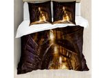 Abakuhaus Copripiumino Fantasie, Dark Rock Smokey, Antiacaro, Adatto A Chi Soffre Di Allergie, Con Federe, 155 Cm X 220 Cm - 80 X 80 Cm, Viola
