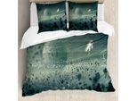Abakuhaus Copripiumino Fantasia, Astronauta Sulla Luna, Antiacaro, Adatto A Chi Soffre Di Allergie, Con Federe, 155 Cm X 220 Cm - 80 X 80 Cm, Grigio Bianco