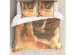 Abakuhaus Copripiumino Fantasia, Aereo Tra Le Nuvole Al Tramonto, Antiacaro, Adatto A Chi Soffre Di Allergie, Con Federe, 155 Cm X 220 Cm - 80 X 80 Cm, Crema Blu