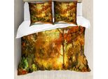 Abakuhaus Copripiumino Fantasia, Autunno Foglie-Alberi-Foresta, Antiacaro Adatto A Chi Soffre Di Allergie Con Federe, 155 Cm X 220 Cm - 80 X 80 Cm, Arancione Giallo