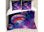 Abakuhaus Copripiumino Fantasia, Medusa, Antiacaro, Adatto A Chi Soffre Di Allergie, Con Federe, 200 Cm X 200 Cm - 80 X 80 Cm, Viola-Blu