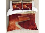 Abakuhaus Copripiumino Fantasia, Windige StraßE Wolken, Antiacaro, Adatto A Chi Soffre Di Allergie, Con Federe, 200 Cm X 200 Cm - 80 X 80 Cm, Arancione Scuro Crema