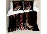 Abakuhaus Copripiumino Western, Cowgirl Rodeo, Antiacaro, Adatto A Chi Soffre Di Allergie, Con Federe, 200 Cm X 200 Cm - 80 X 80 Cm, Marrone