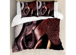 Abakuhaus Set Copripiumino Occidentale Per Letti Matrimoniali, Tema Rustico Kitsch, Antiacaro, Adatto A Chi Soffre Di Allergie, Con Federe, Marrone
