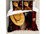 Abakuhaus Copripiumino Western, Vacanze In Agriturismo Natale, Antiacaro Adatto A Chi Soffre Di Allergie Con Federe, 200 Cm X 200 Cm - 80 X 80 Cm, Crema Marrone
